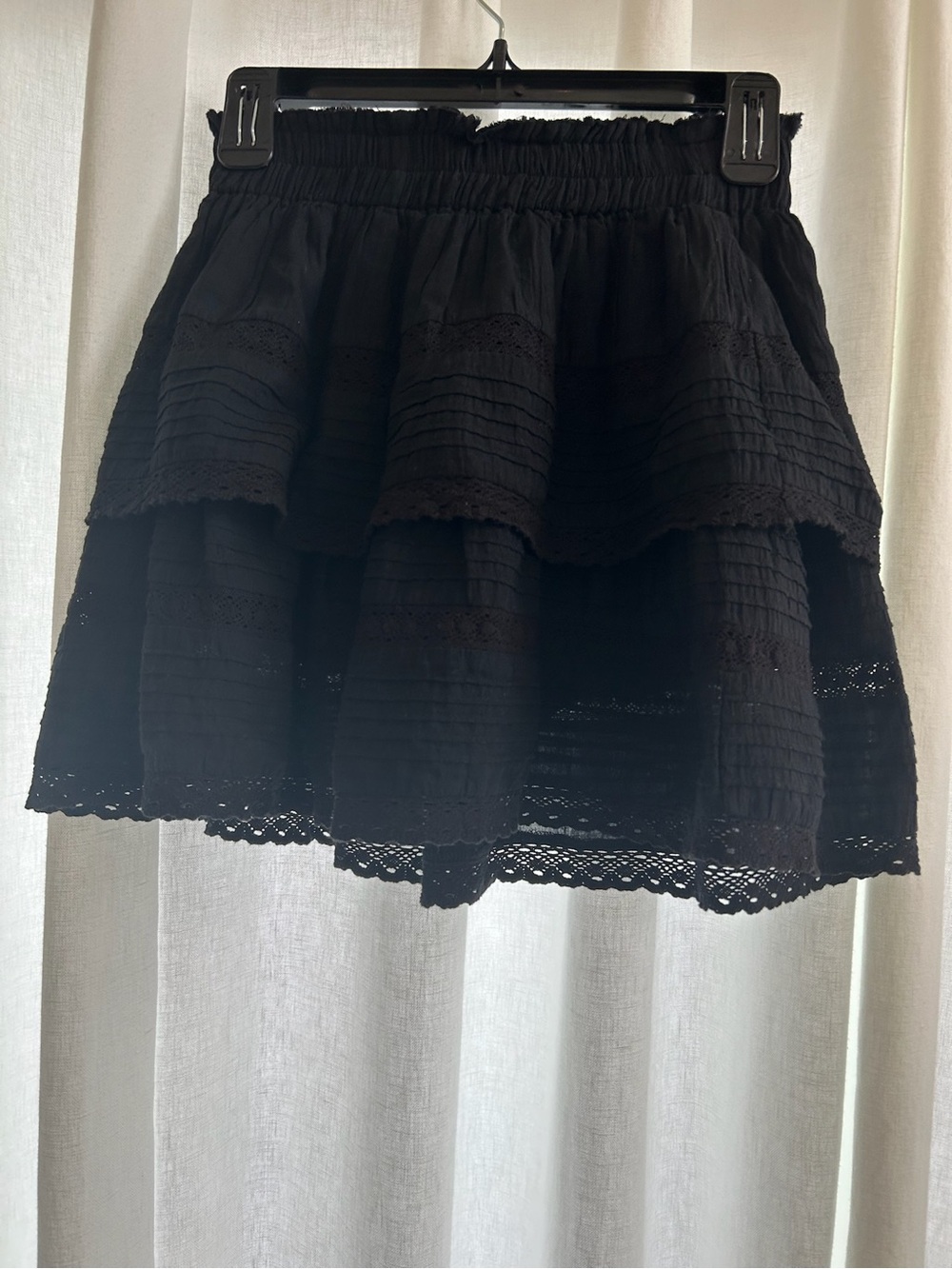 Black Day + Moon Tiered Lace-Trim Mini Skirt